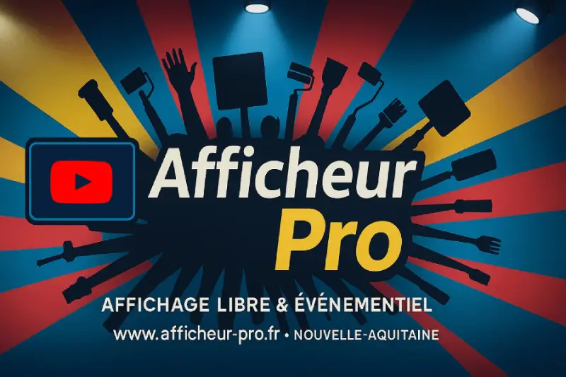 Une presse d'imprimerie en action, sortant des affiches prêtes à être collées.