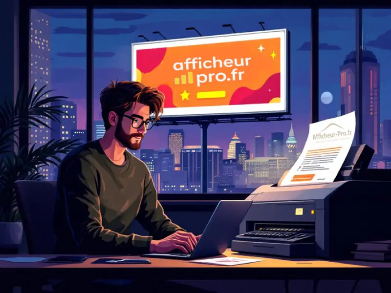 Un graphiste travaillant sur la conception d'une affiche sur son ordinateur.